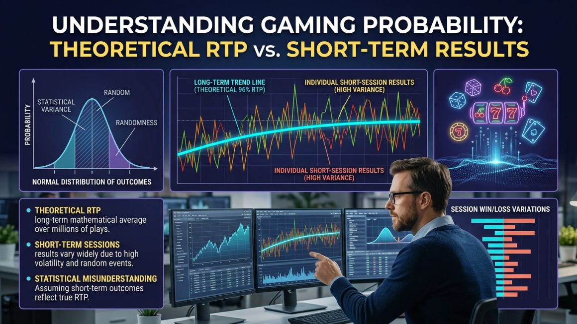 RTP teoretis, cara kerja RTP slot, hasil sesi permainan, persentase pengembalian, perbedaan RTP dan hasil aktual