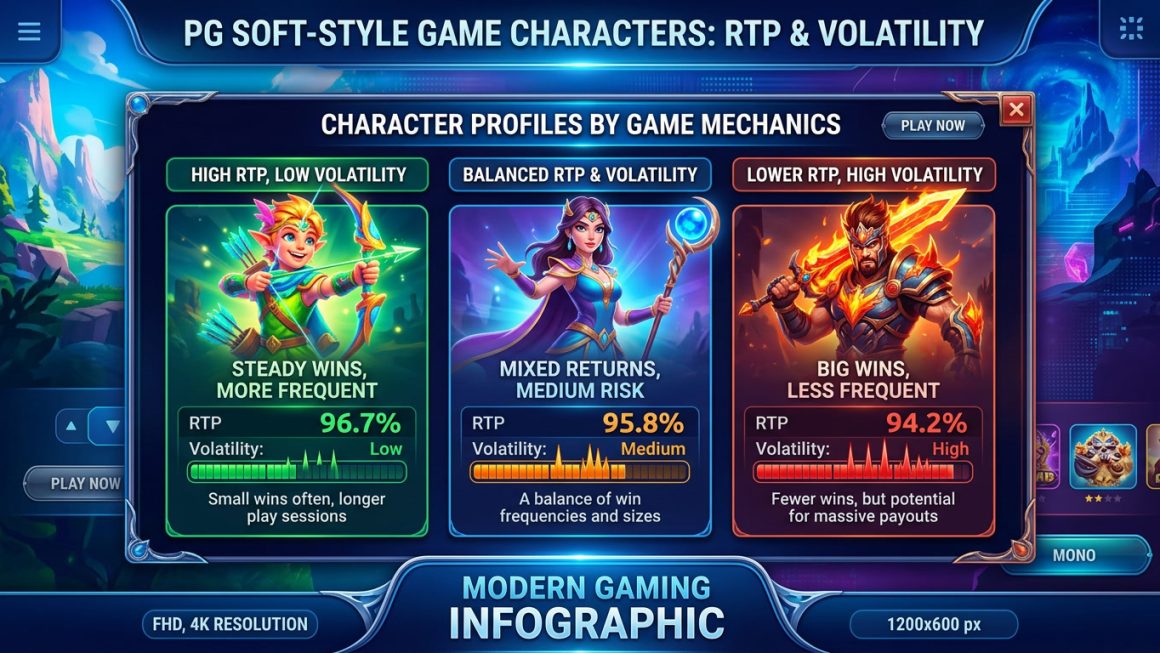 RTP PG Soft, volatilitas game PG Soft, karakter slot PG Soft, statistik permainan PG Soft